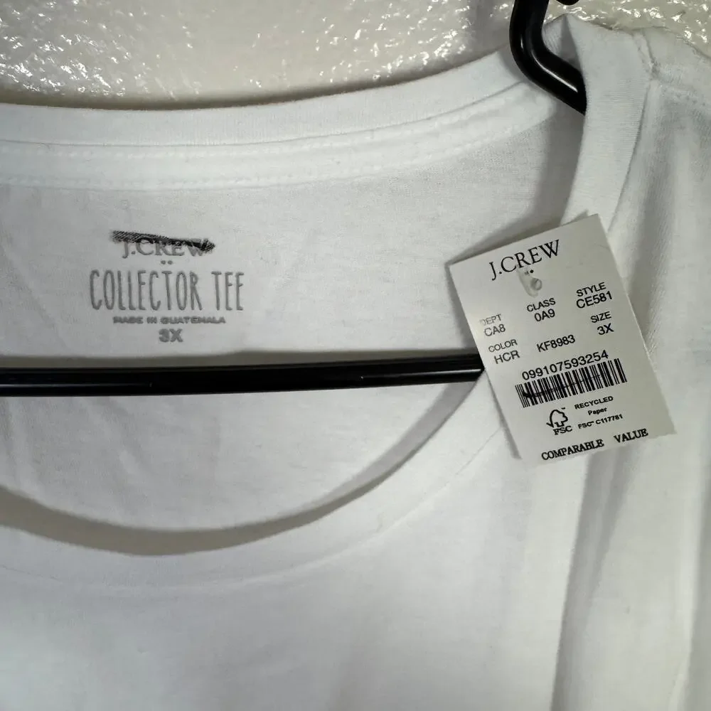 J.Crew Long-sleeve Holiday Crew Graphic Tee WMNS 3X Plus White Crewneck Slim Fit